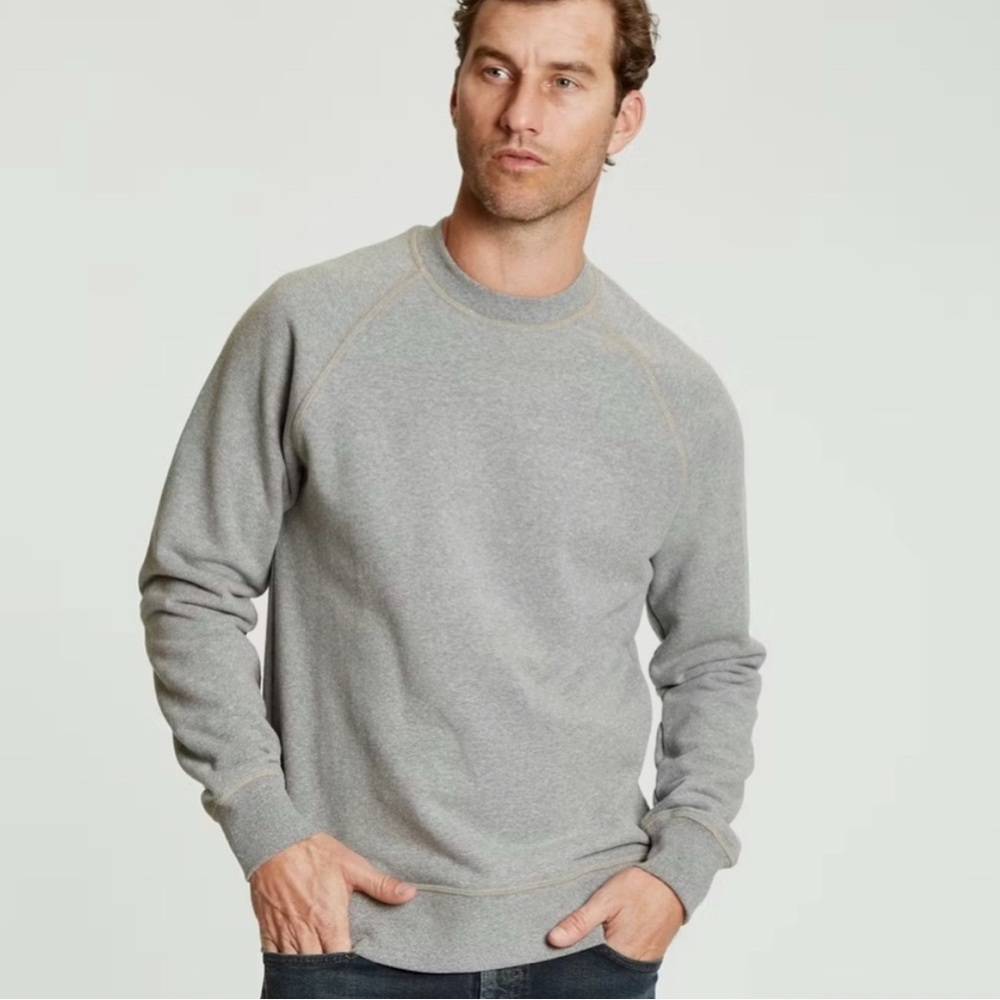 Flint and Tinder 10-Year French Cotton Crewneck Sweater in Grey Medium